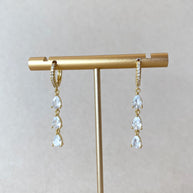 Crystal Drop Golden Hoops