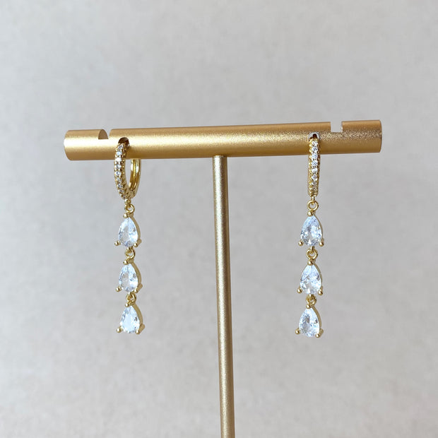 Crystal Drop Golden Hoops