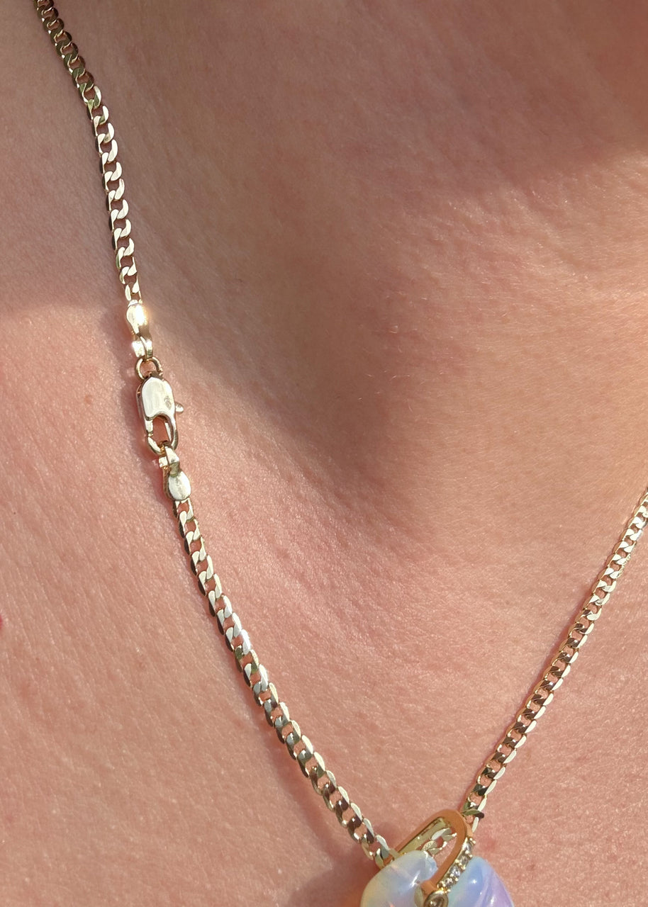 Shell Clear Quartz Charm Necklace