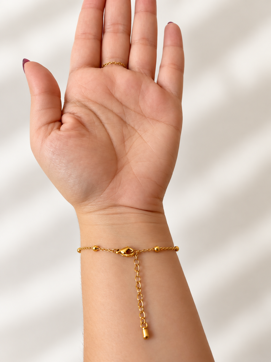 White Star and Circular Steel Bracelet-Ring