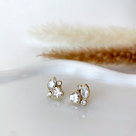 Golden Zircons Heart Style Necklace or Earrings
