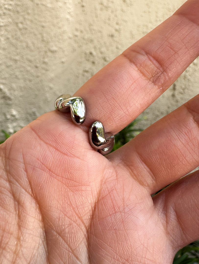 Stainless Steel Ring with Silver Hearts