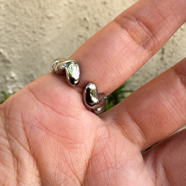 Stainless Steel Ring with Silver Hearts