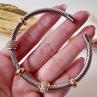 Rigid Steel Silver and Gold Shiny Bracelet