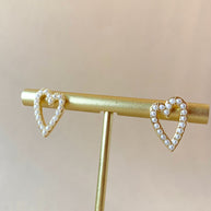 Pearls Heart Shape Golden Earrings