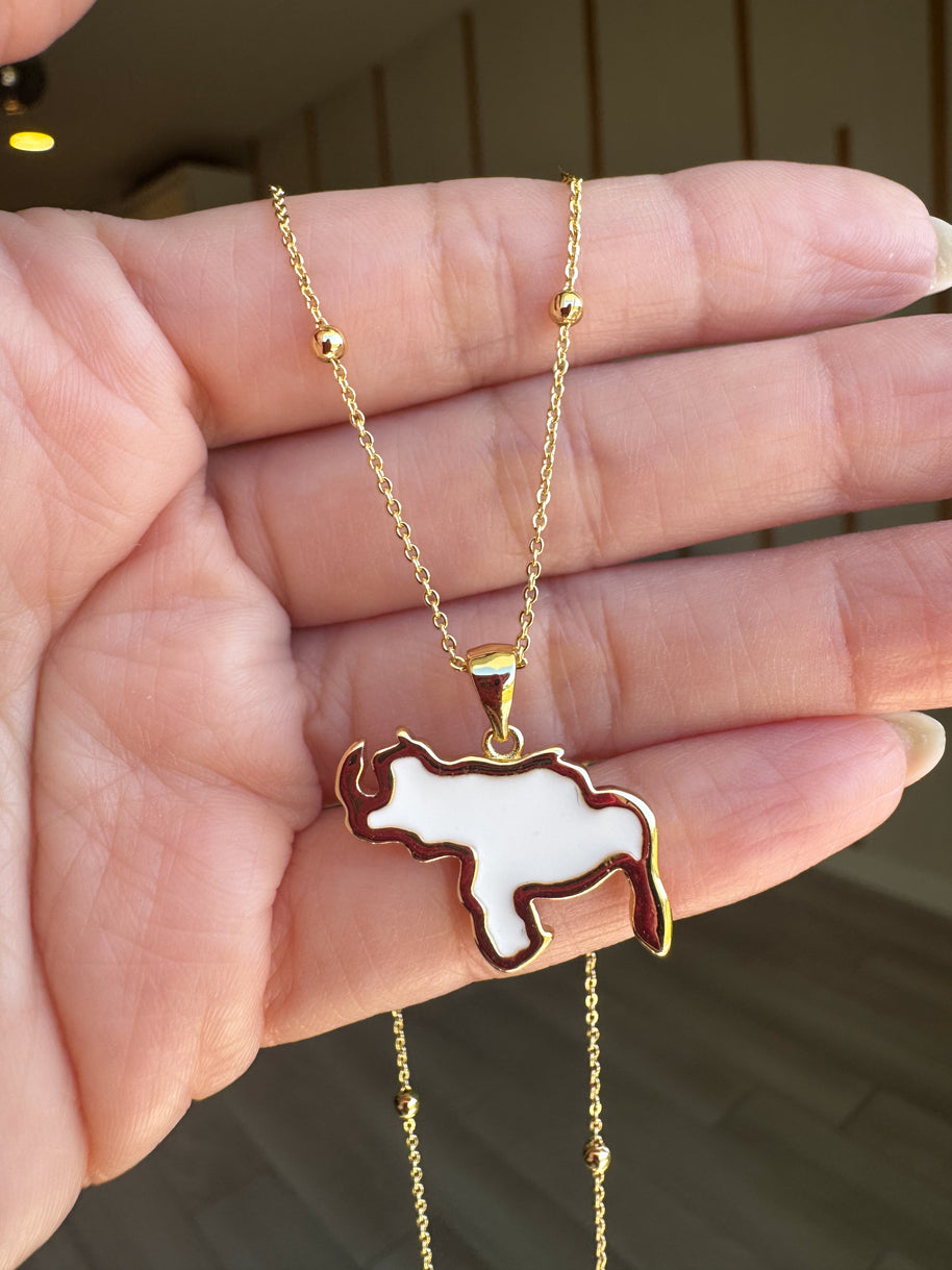 White Venezuela Map Necklace