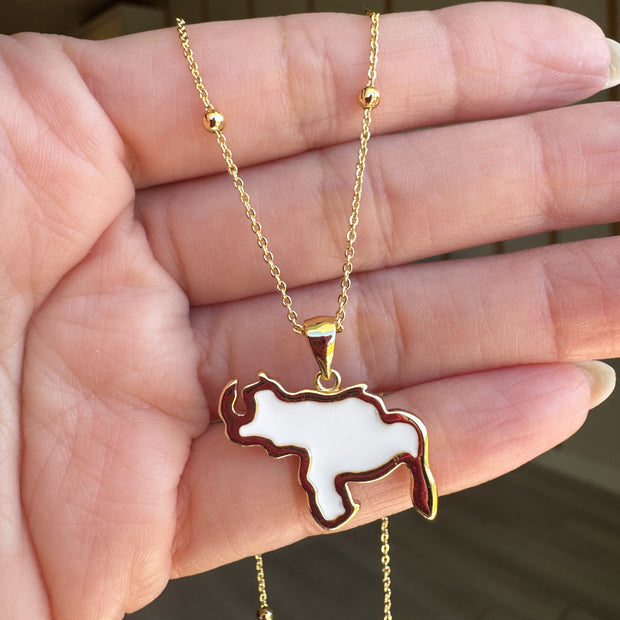 White Venezuela Map Necklace