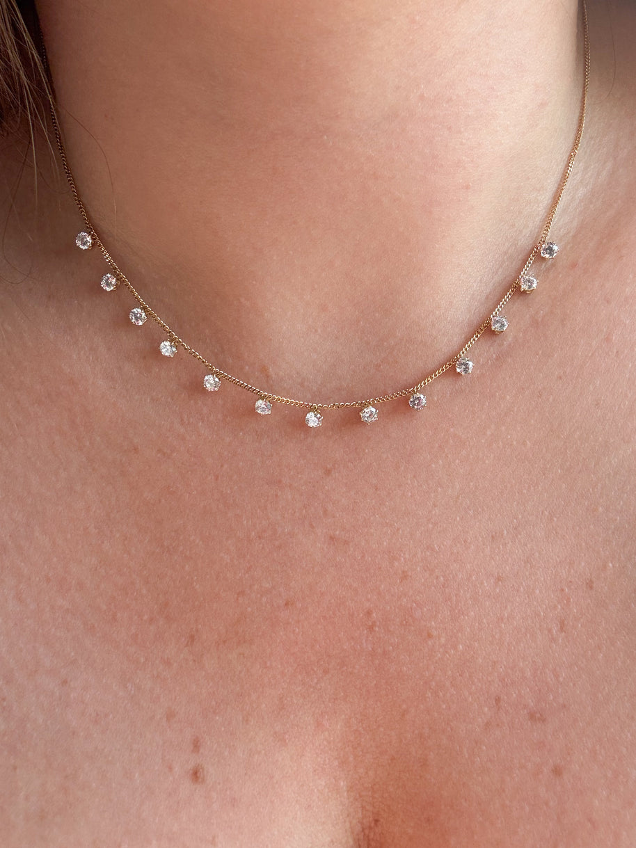 Mini Crystal Golden Steel Necklace