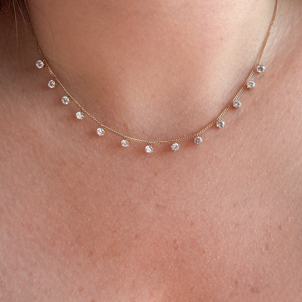 Mini Crystal Golden Steel Necklace