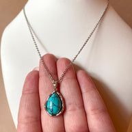Silver Teardrop Turquoise Necklace