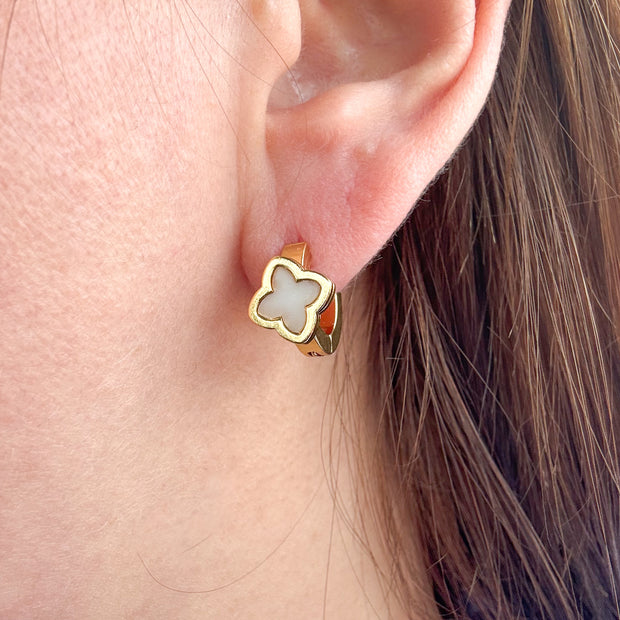 Clover Mother Of Pearl Steel Hoops