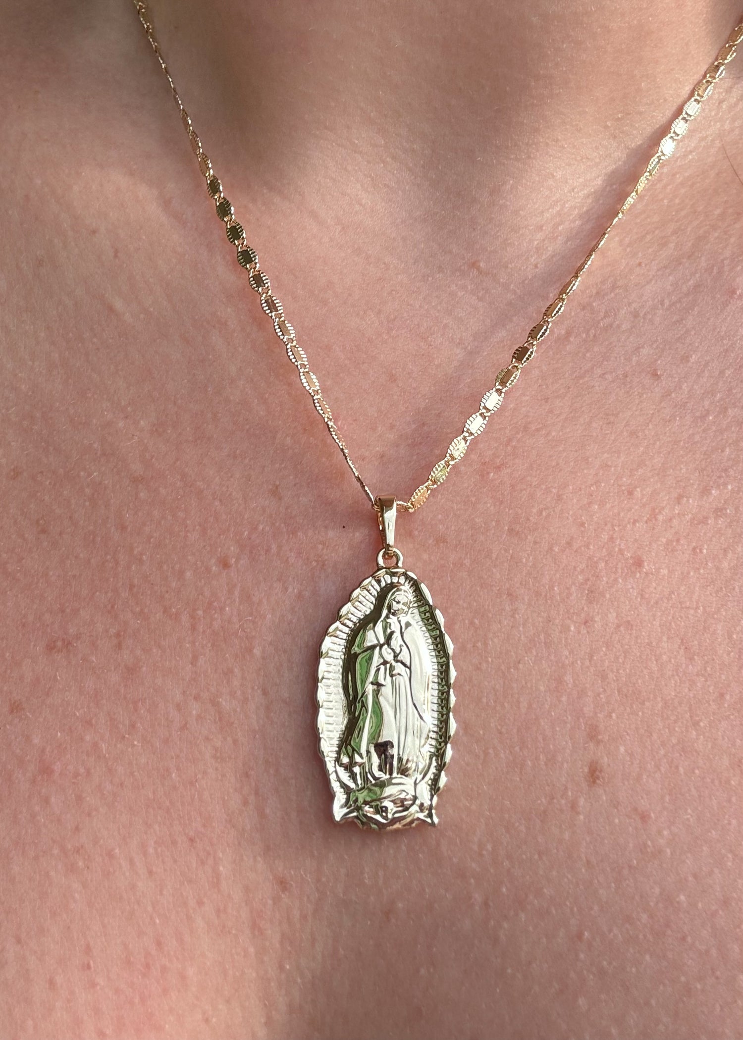 Big Oval Guadalupe Medal Necklace
