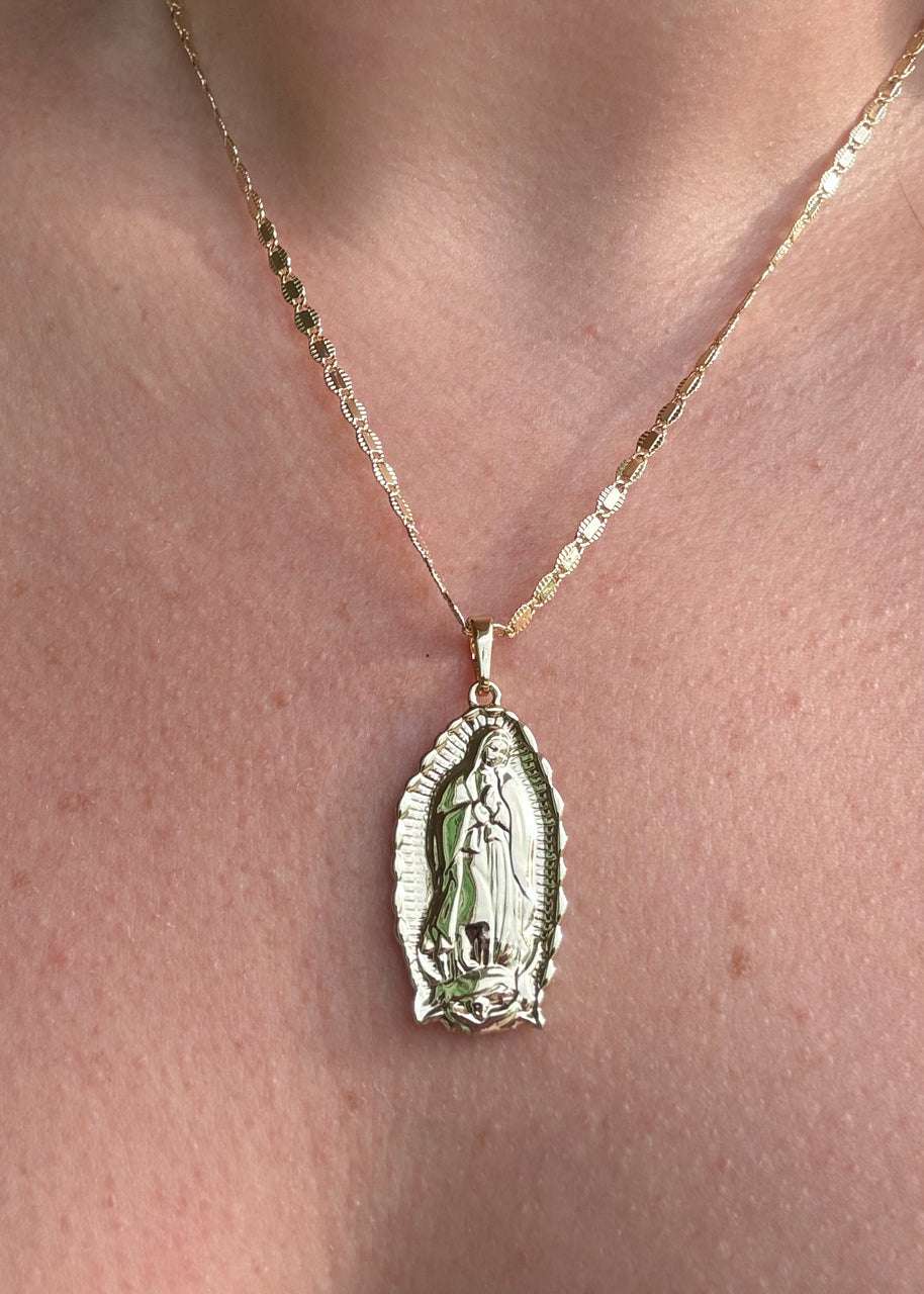 Big Oval Guadalupe Medal Necklace
