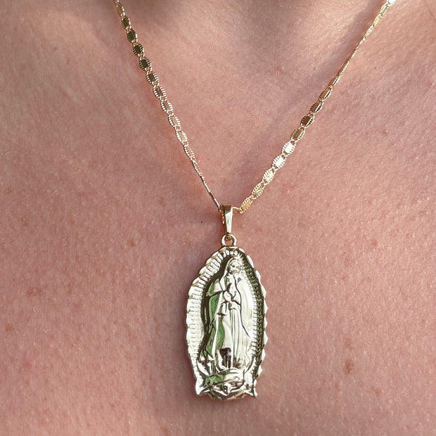 Big Oval Guadalupe Medal Necklace