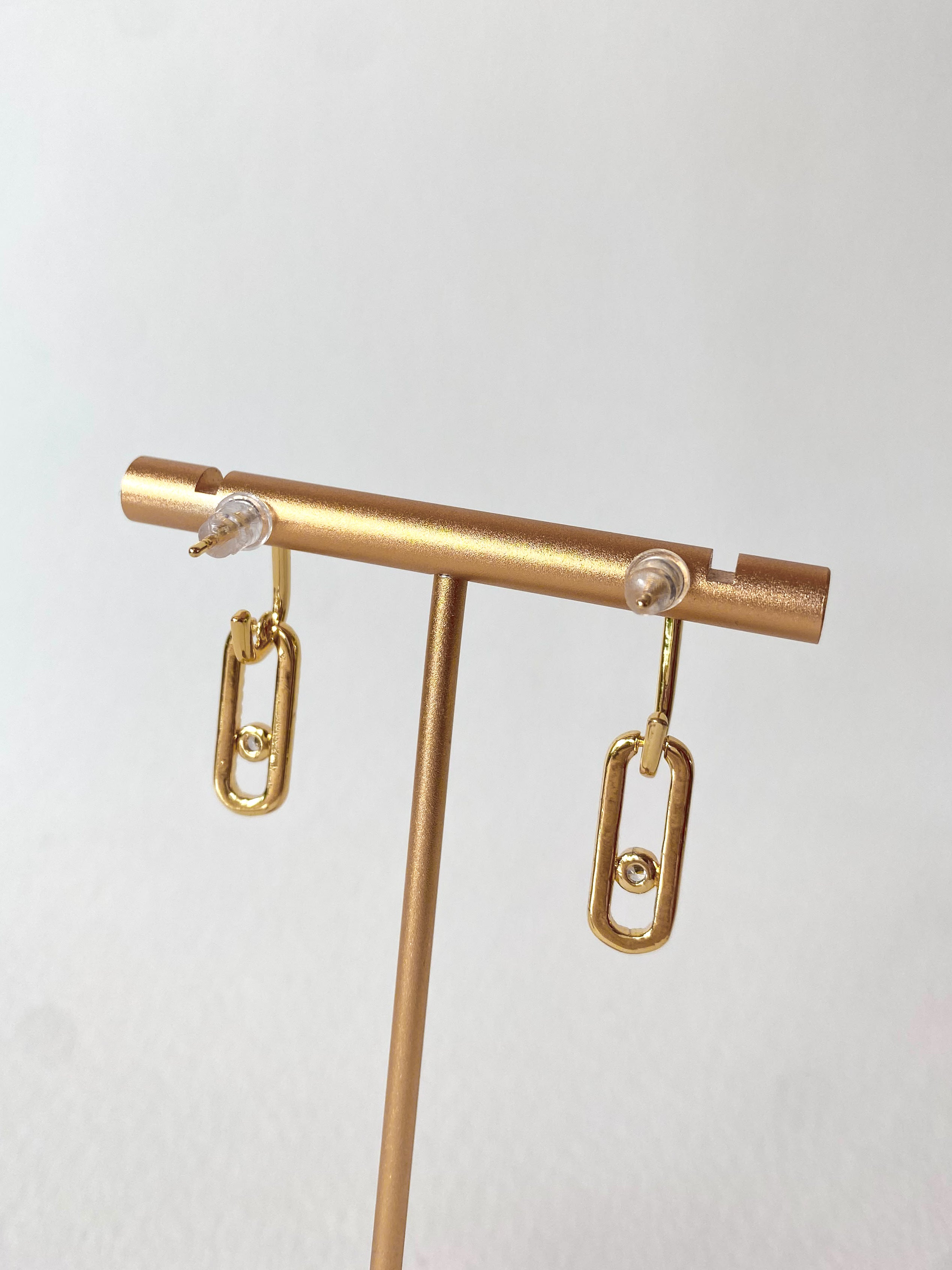 Large Zircons Golden Earrings