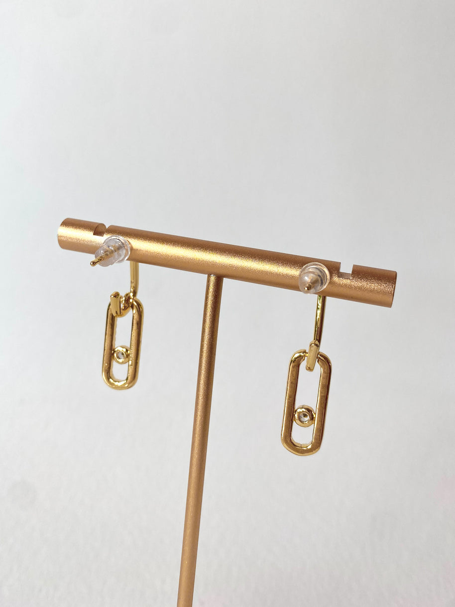 Large Zircons Golden Earrings