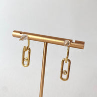 Large Zircons Golden Earrings