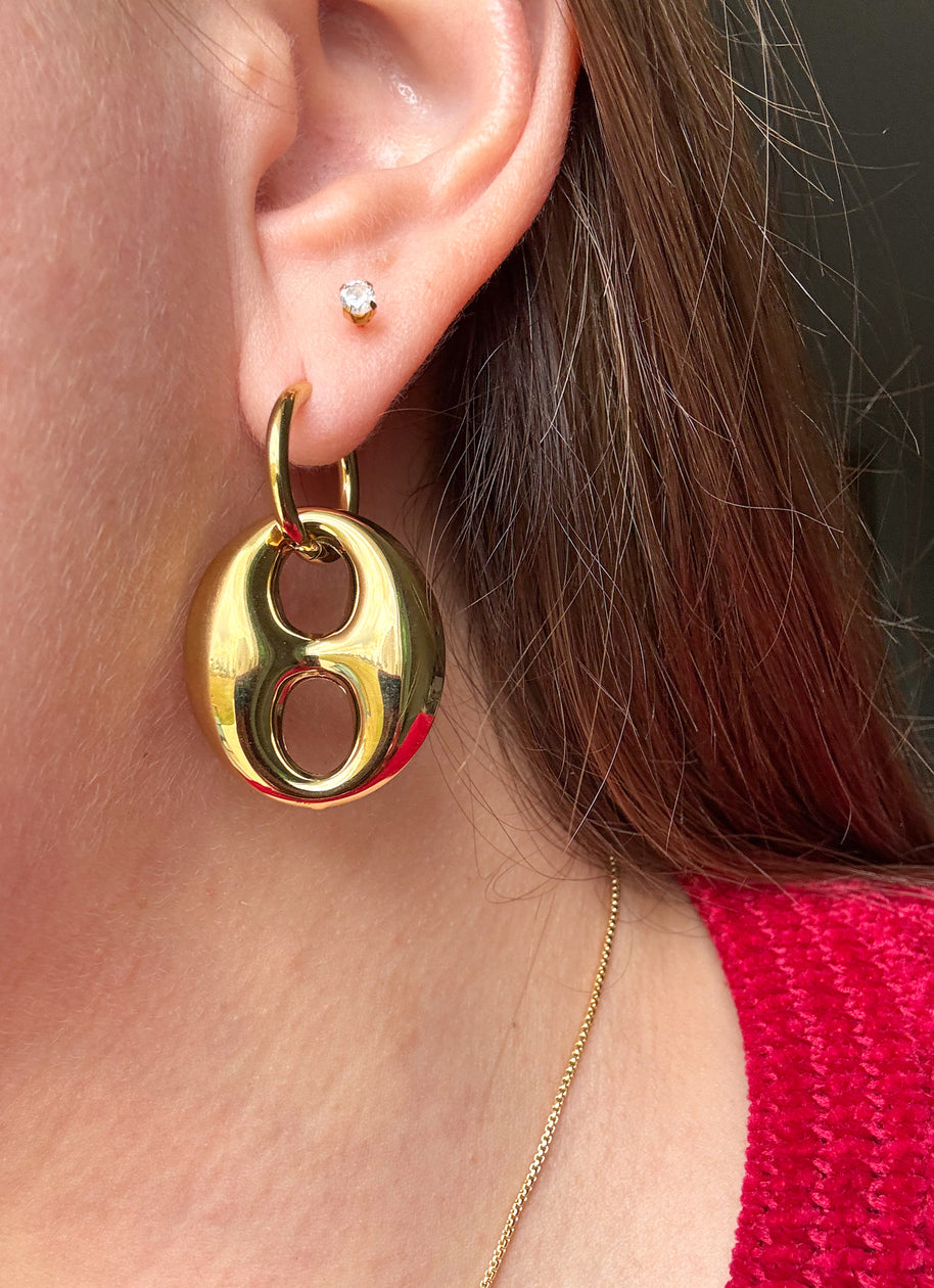 Golden Big Coffee Grain Steel Hoops