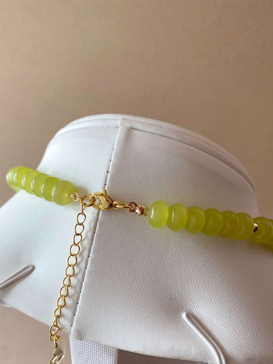 Green Lime Morganita Beads Necklace