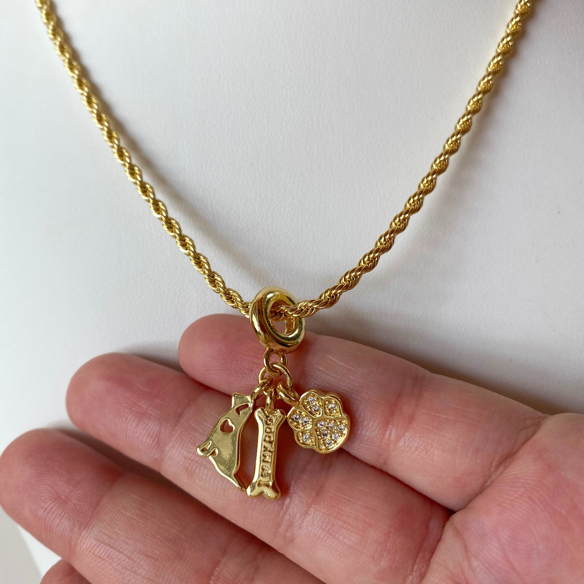 I Love My Dog Style Golden 3 Charms Necklace