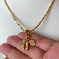 I Love My Dog Style Golden 3 Charms Necklace