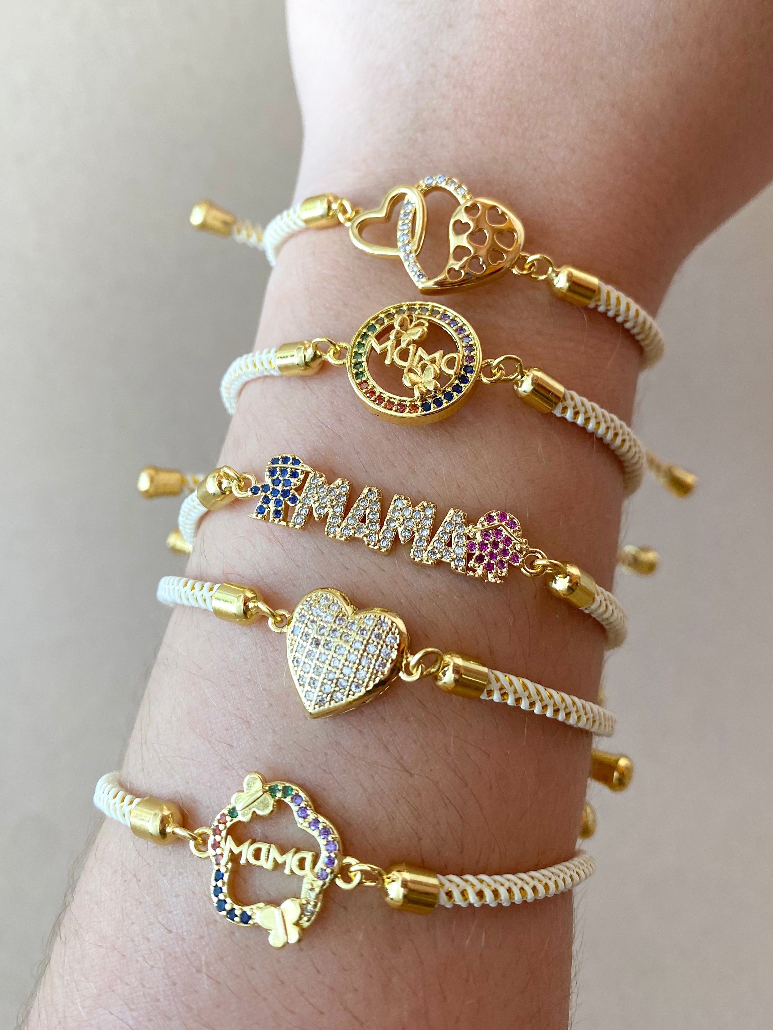 Shiny Heart Cream Adjustable Bracelet