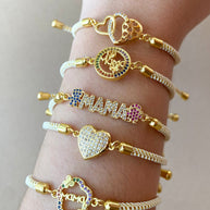 Shiny Heart Cream Adjustable Bracelet