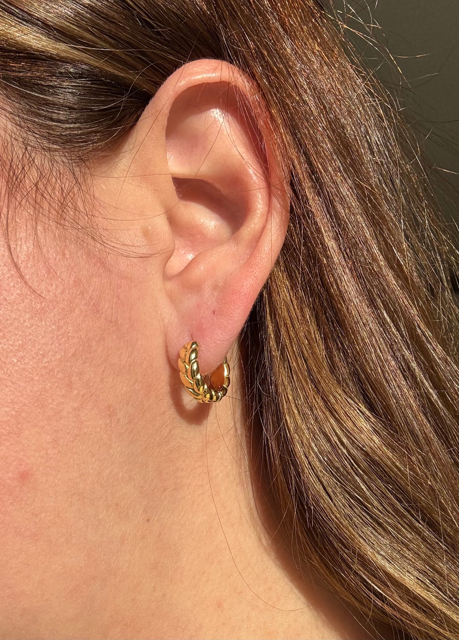 Textured Medium Golden Steel Hoops