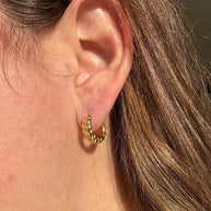 Textured Medium Golden Steel Hoops