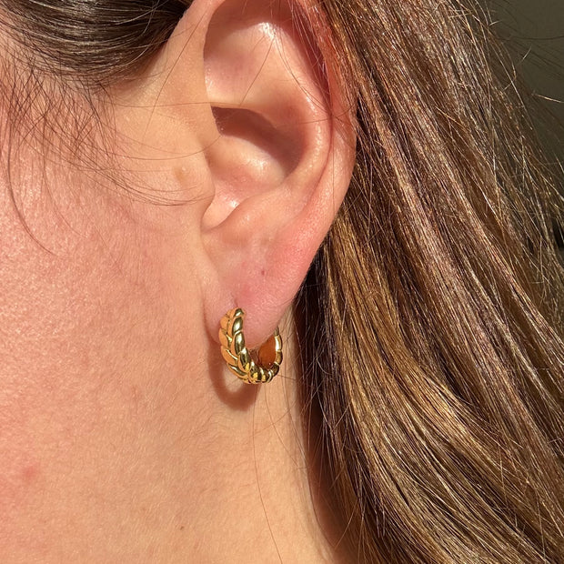 Textured Medium Golden Steel Hoops