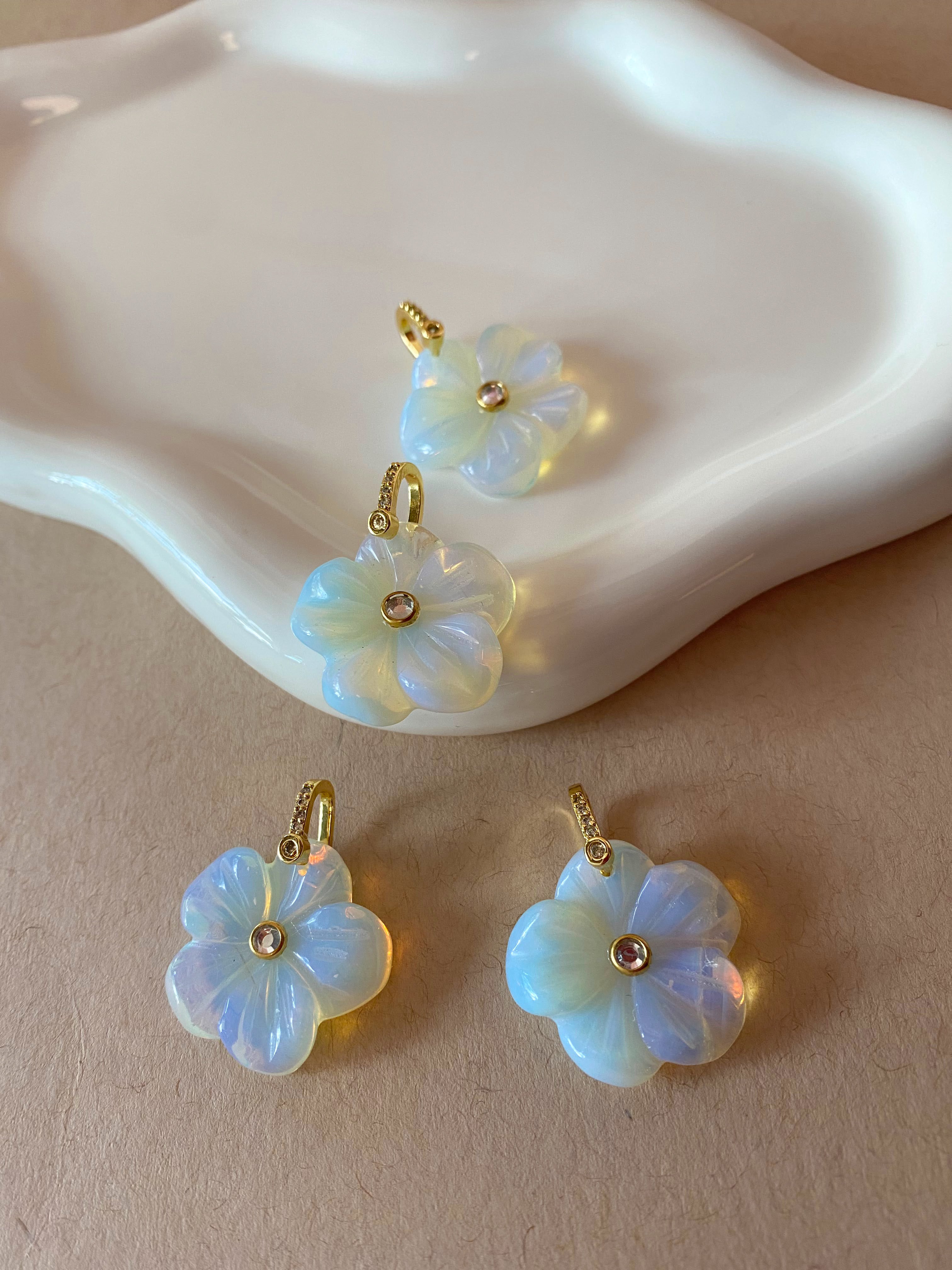 Opal Flower Crystal Stone Charm