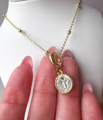 Load image into Gallery viewer, Cadena Mini Medalla San Benito Plateada
