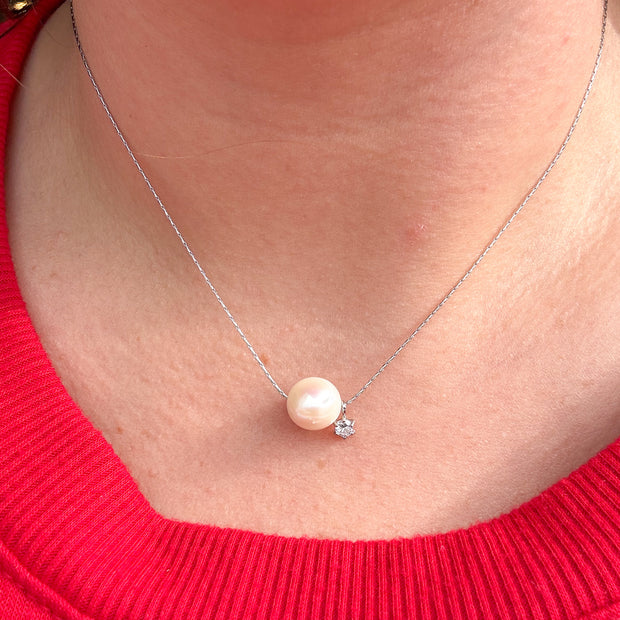 Pearl & Crystal Silver Necklace