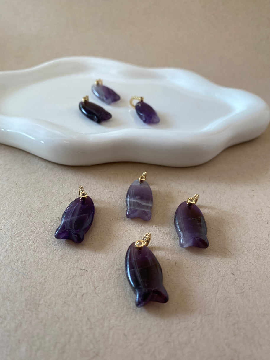Amethyst Stone Fish Charms