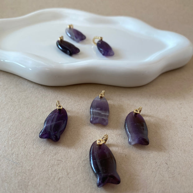 Amethyst Stone Fish Charms