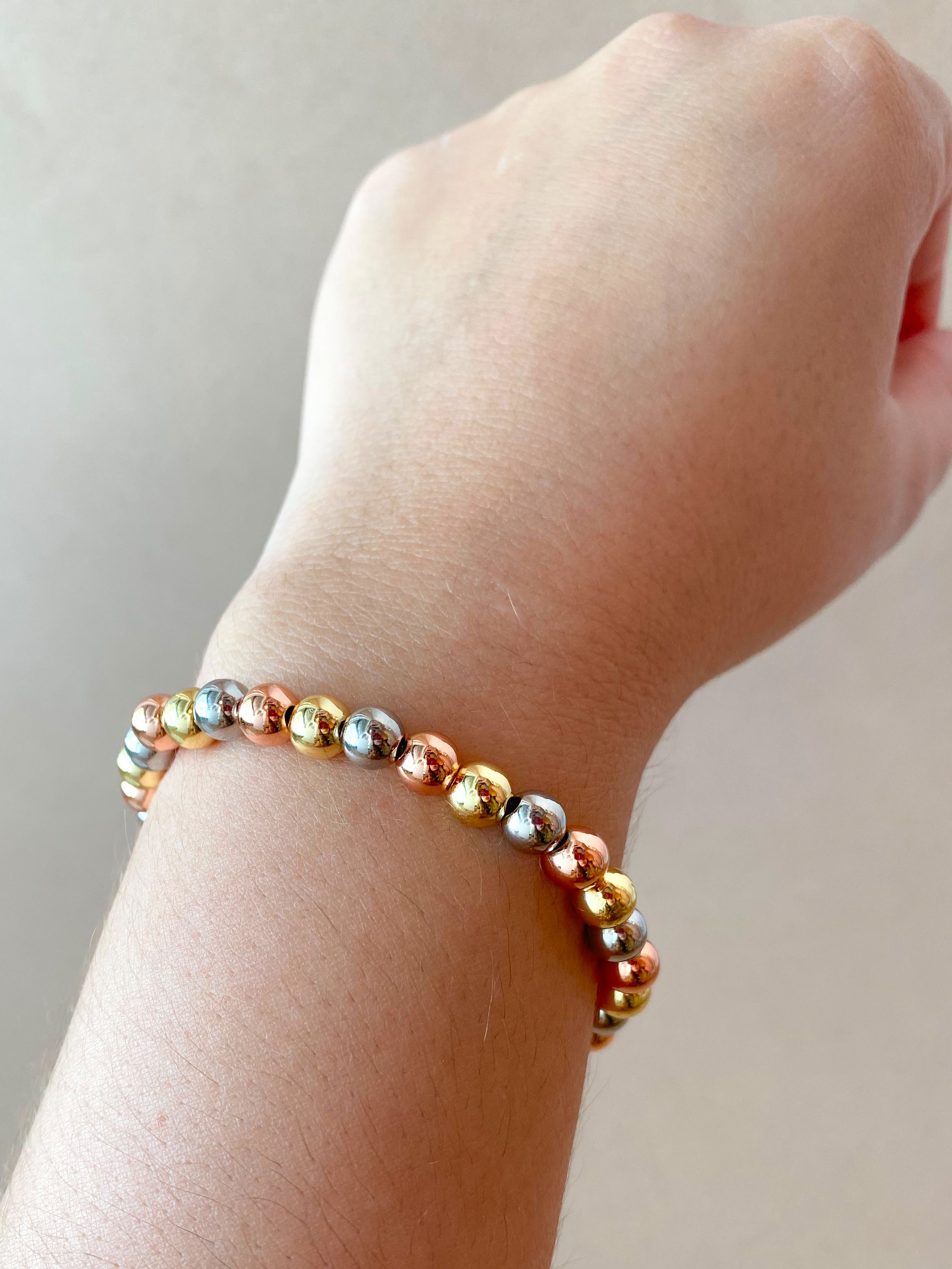 Rose Gold, Gold and Silver Balls Plain Elastic Bracelet