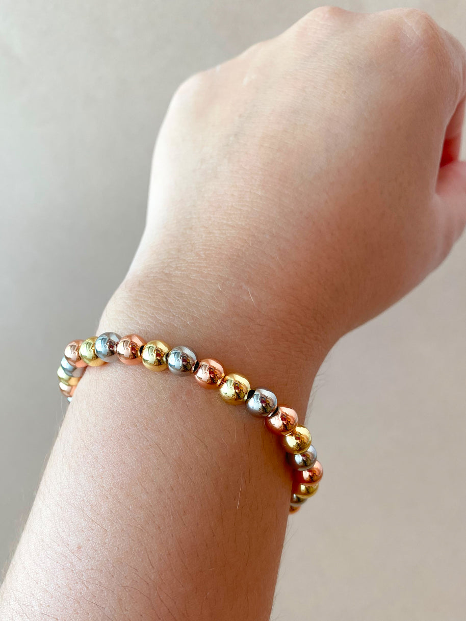 Rose Gold, Gold and Silver Balls Plain Elastic Bracelet