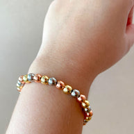 Rose Gold, Gold and Silver Balls Plain Elastic Bracelet