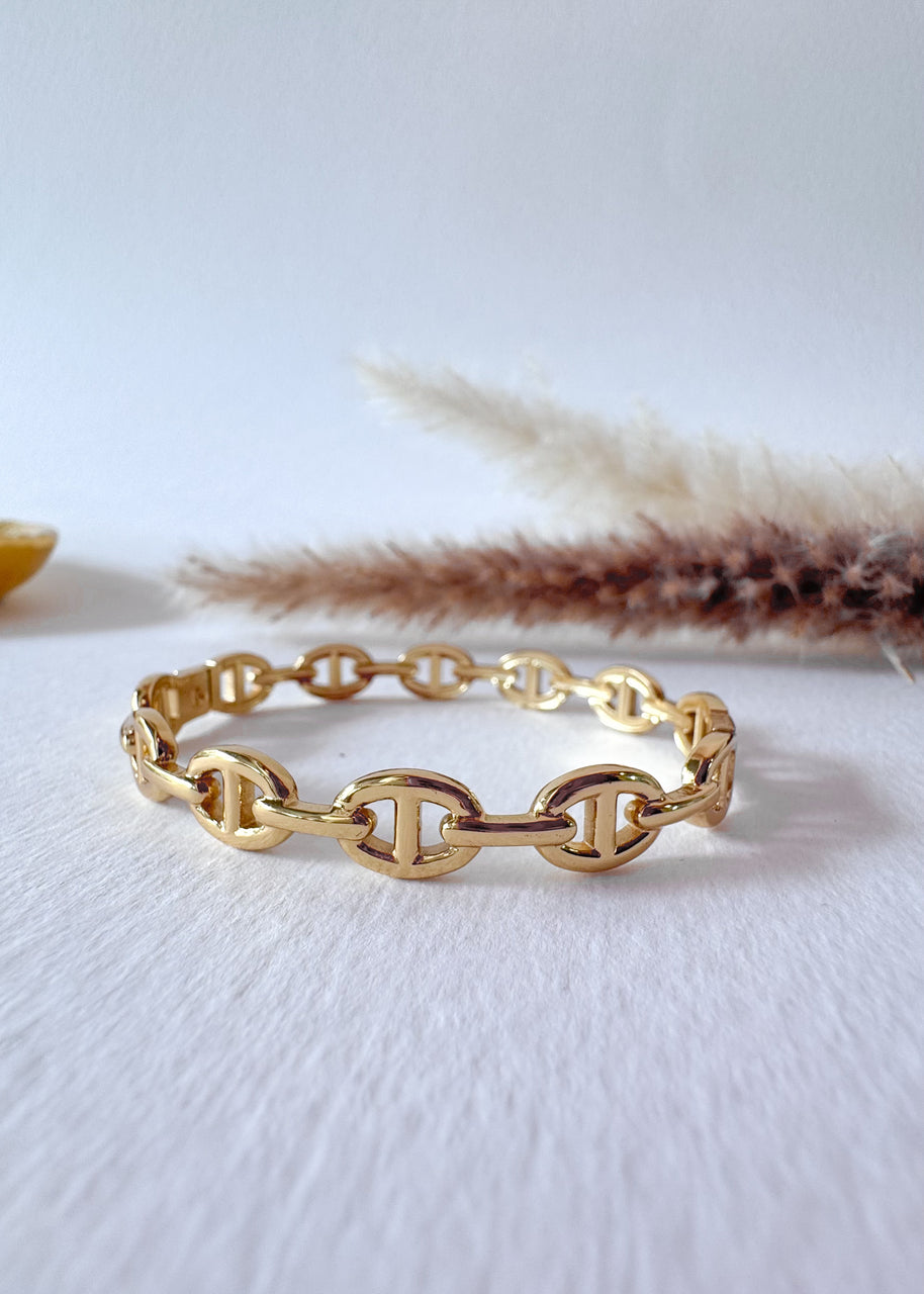 Puffed Mariner Rigid Steel Bracelet