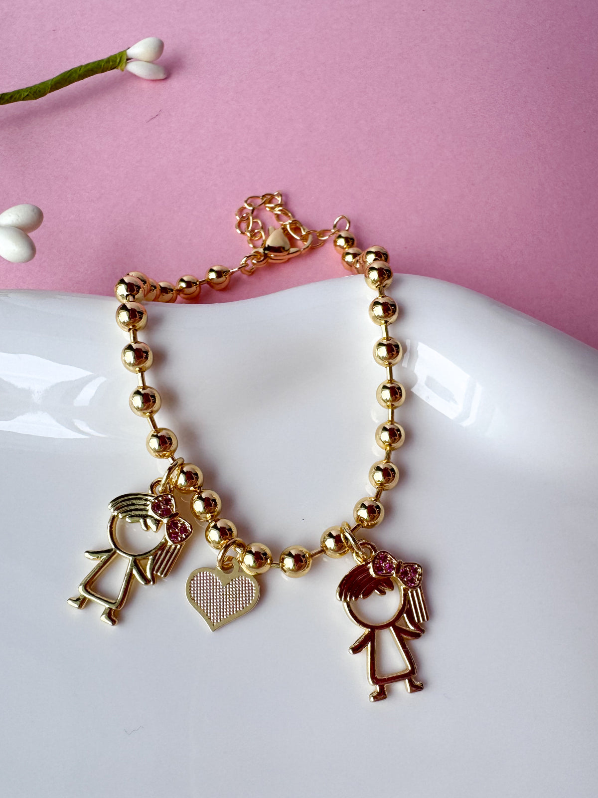 Golden Kids & Heart Bracelet
