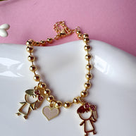 Golden Kids & Heart Bracelet