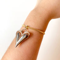 Silver Big Style Heart in Golden Bracelet