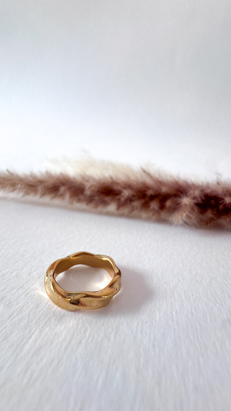 Golden Twist Shape Steel Ring