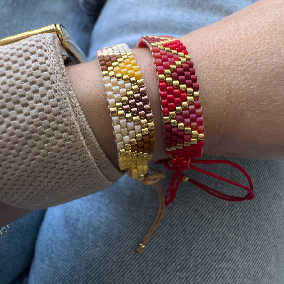 Miyuki Red or Beige Traingle Style Adjustable Bracelet