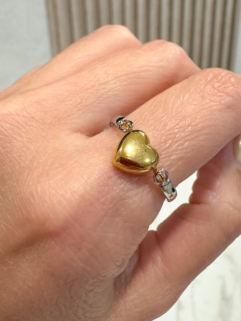 Silver & Gold Heart Ring