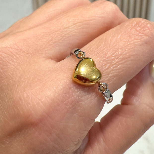 Silver & Gold Heart Ring