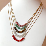 Multicolor Crystal Beads Thin Steel Necklaces
