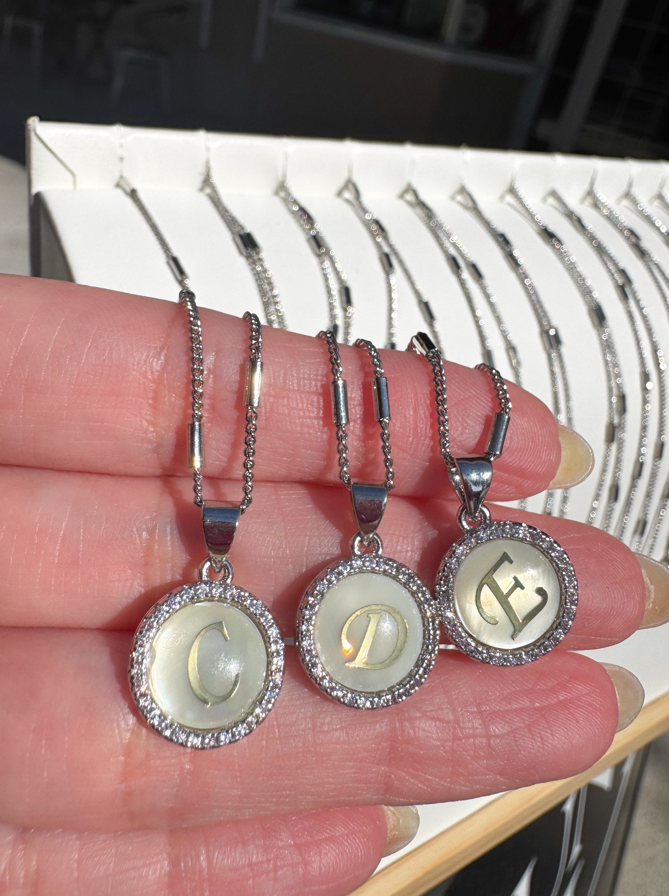 Initial Silver Mother of Pearl Necklace