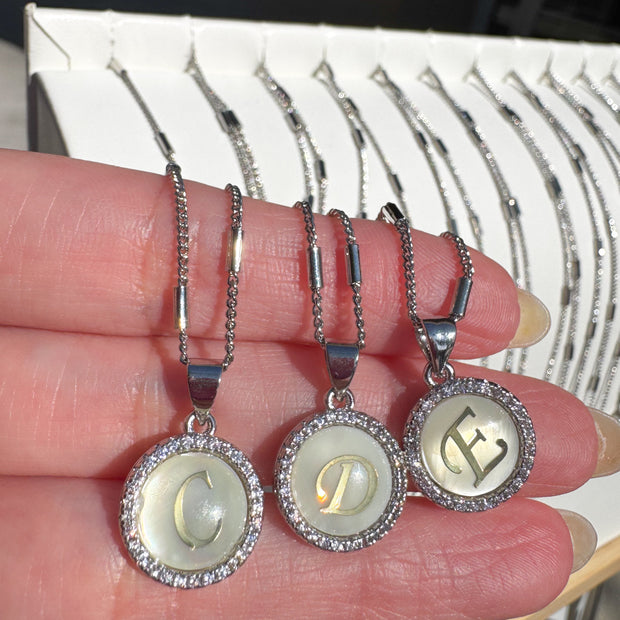 Initial Silver Mother of Pearl Necklace