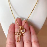 Cross and Pink Crystal Necklace